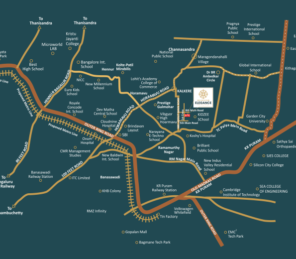 Sri Gayathri Elegance, Residential Apartment, Location map in NRI Layout, Ramamurthy Nagar, Bangalore