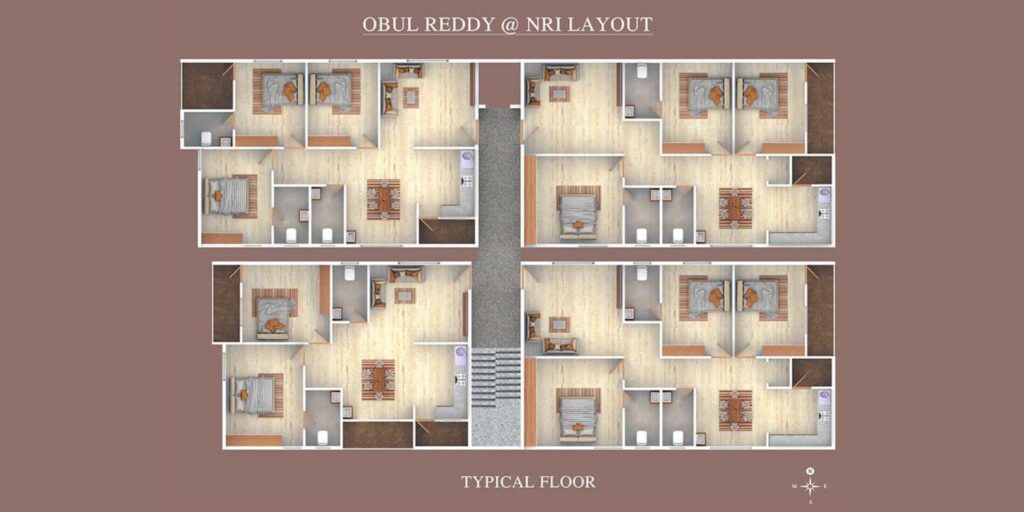 Sri Bharath Enclave residential apartment 2 & 3 bhk floor plan in NRI Layout, Ramamurthy Nagar, Bangalore