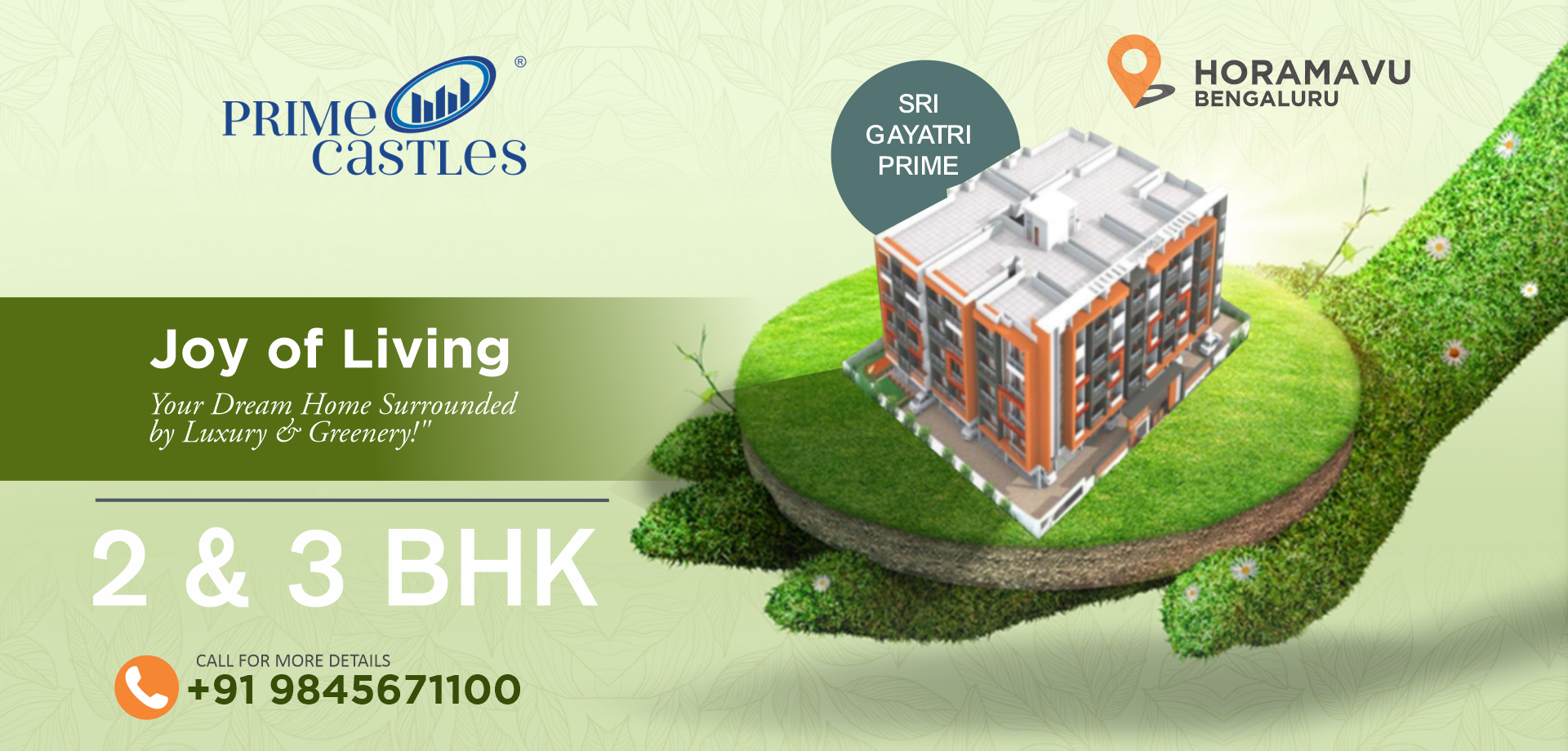 Sri Gayathri Avenue, 2 bhk & 3 bhk Residential apartment, 3D Elevation Plan in Kalkere, Horamavu, Bangalore
