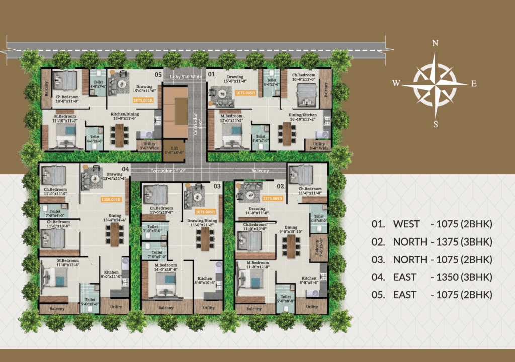 A R Platinum residential apartment floor plan for 2 and 3 bhk flats in T C Palya, Bangalore