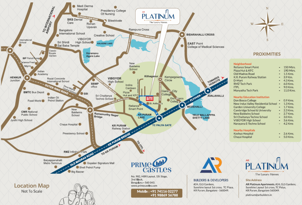 A R Platinum Residential Apartment location map in T C Palya, Bangalore